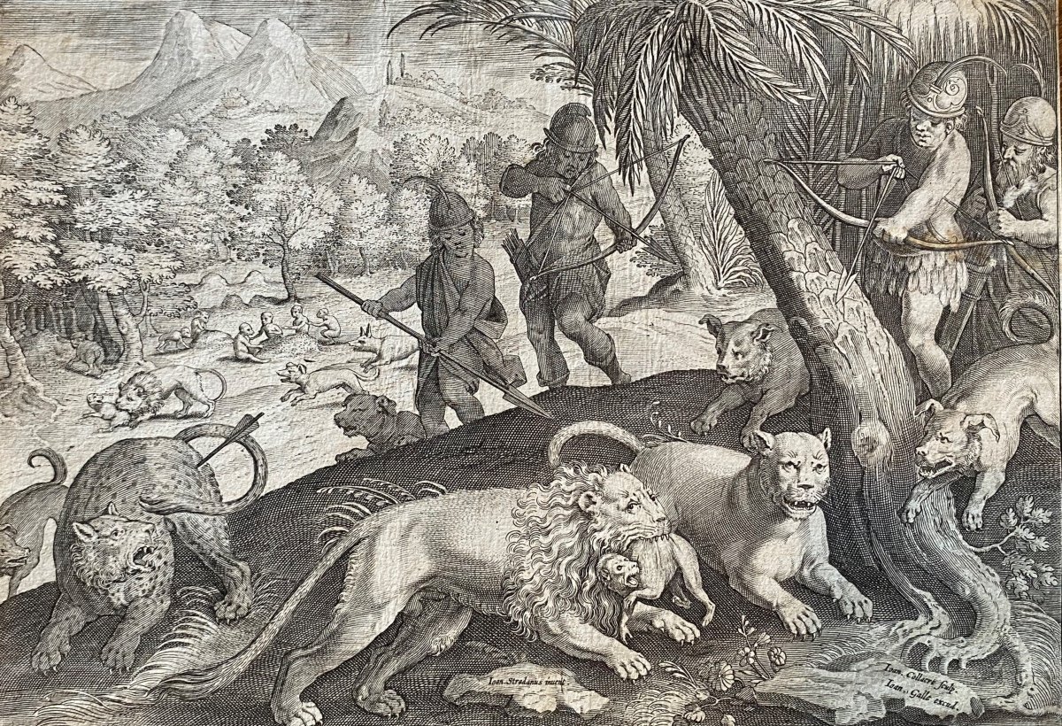 Stradanus, Lion Hunting By The Indians, Jan Collaert Venationes, Ferarum, Avium, Piscium