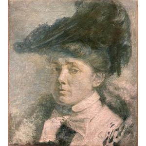 Ecole Française Fin XIXe Portrait Femme Huile Sur Toile Tableau Ancien