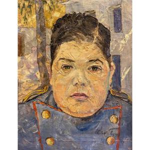 Portrait d’un Groom Nain Ecole Moderne XXe Huile Sur Toile Tableau Ancien