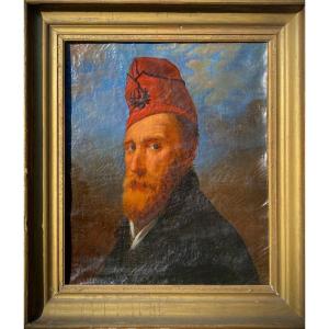 Large French Military Portrait Second Empire Oil On Canvas Antique Painting