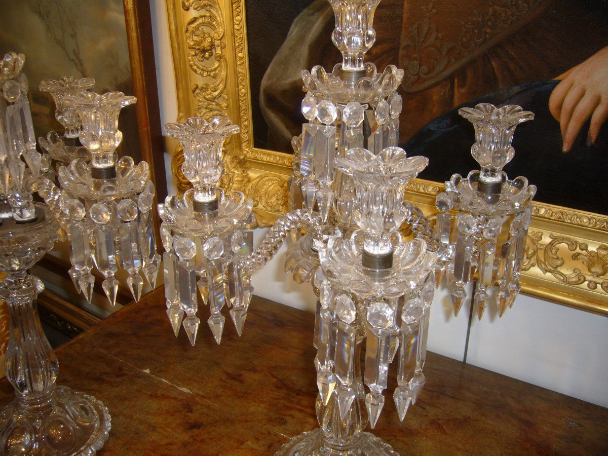 Paire De Grands Candélabres En Baccarat-photo-4