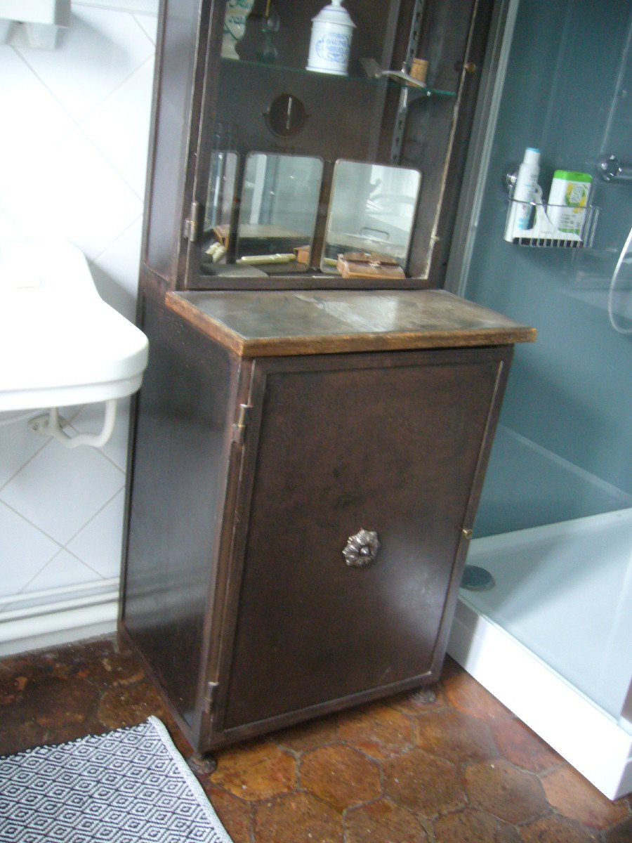 Pair Of Steel Pharmacy Cabinets -photo-2