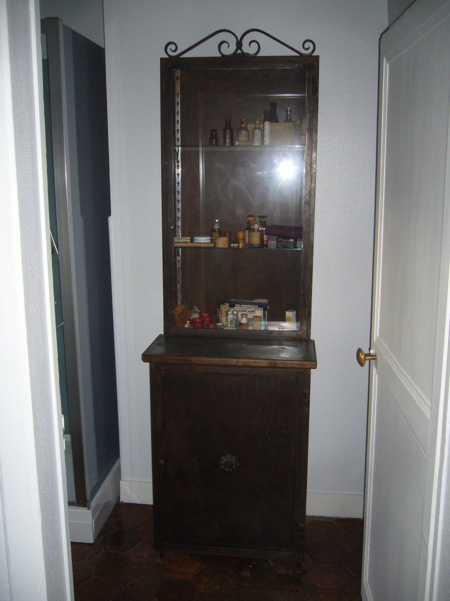 Pair Of Steel Pharmacy Cabinets -photo-2