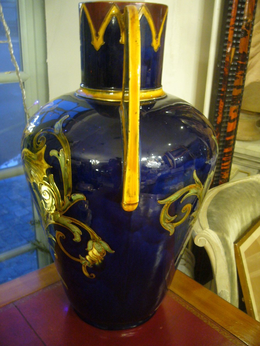 Large Enamelled Vase Sevres Genre-photo-2