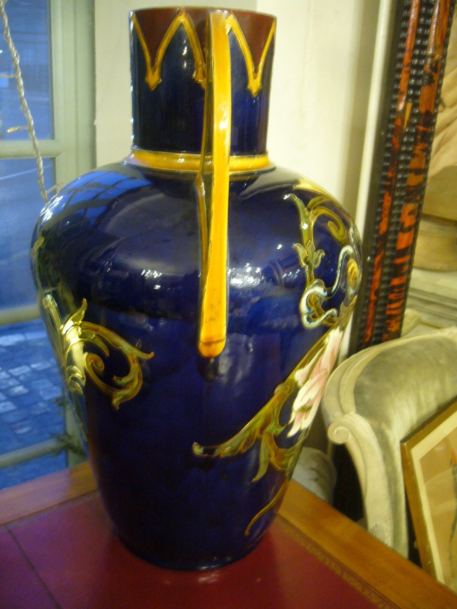 Large Enamelled Vase Sevres Genre-photo-4