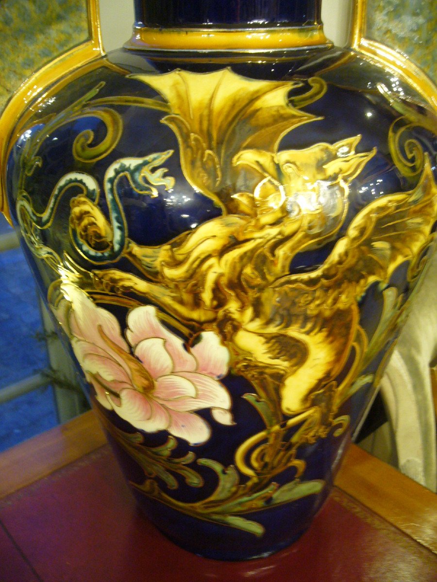 Large Enamelled Vase Sevres Genre-photo-2