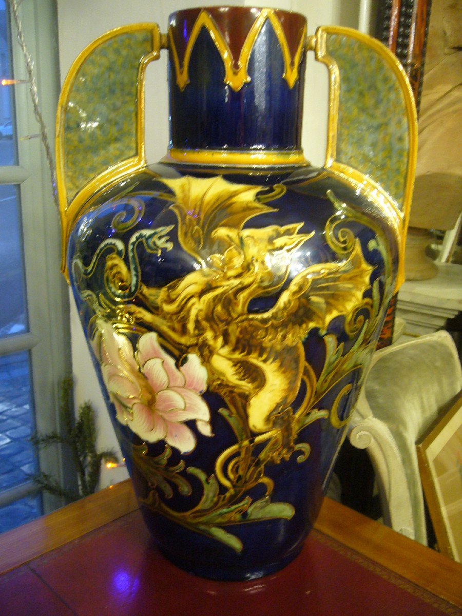 Large Enamelled Vase Sevres Genre