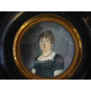Miniature Portrait Woman XIXth Century
