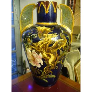 Large Enamelled Vase Sevres Genre