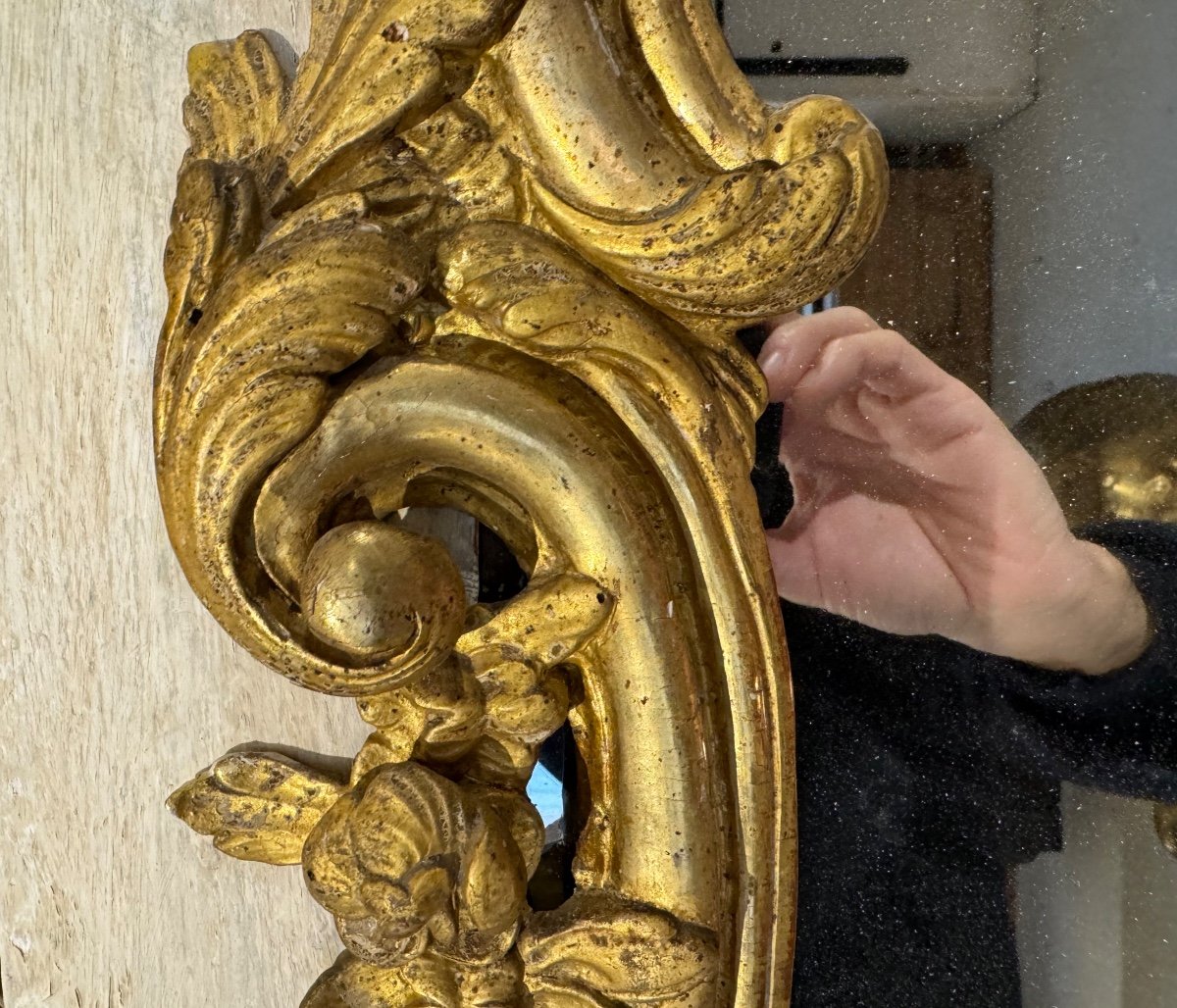 18th Century Golden Wood Mirror-photo-3