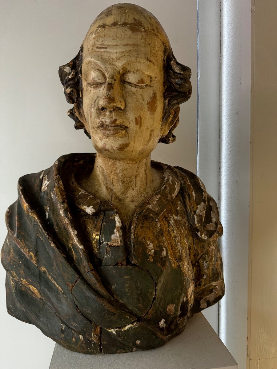 18th Century Carved Wooden Bust