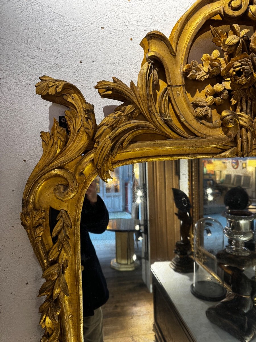 Large 18th Century Gilded Wood Mirror-photo-2