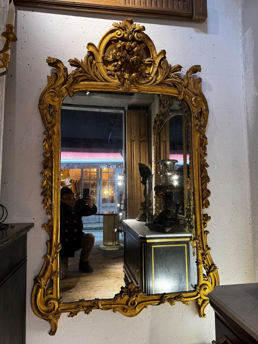 Large 18th Century Gilded Wood Mirror