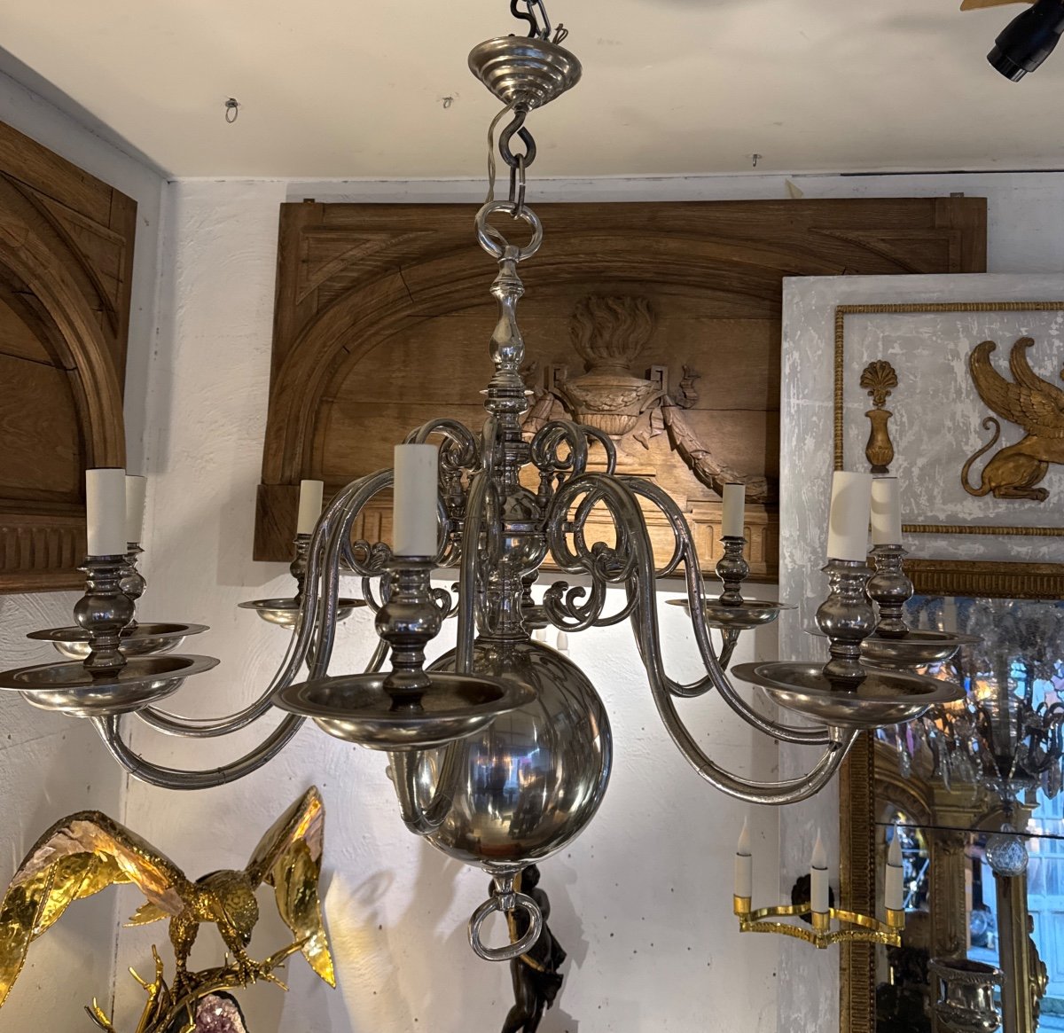 Dutch Style Nickel Plated Bronze Chandelier