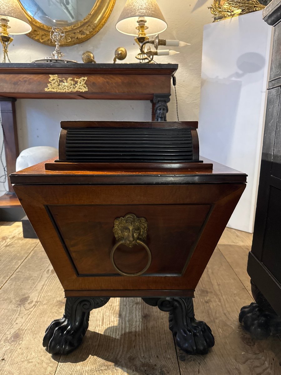 Mahogany Wood Chest, 19th Century-photo-2