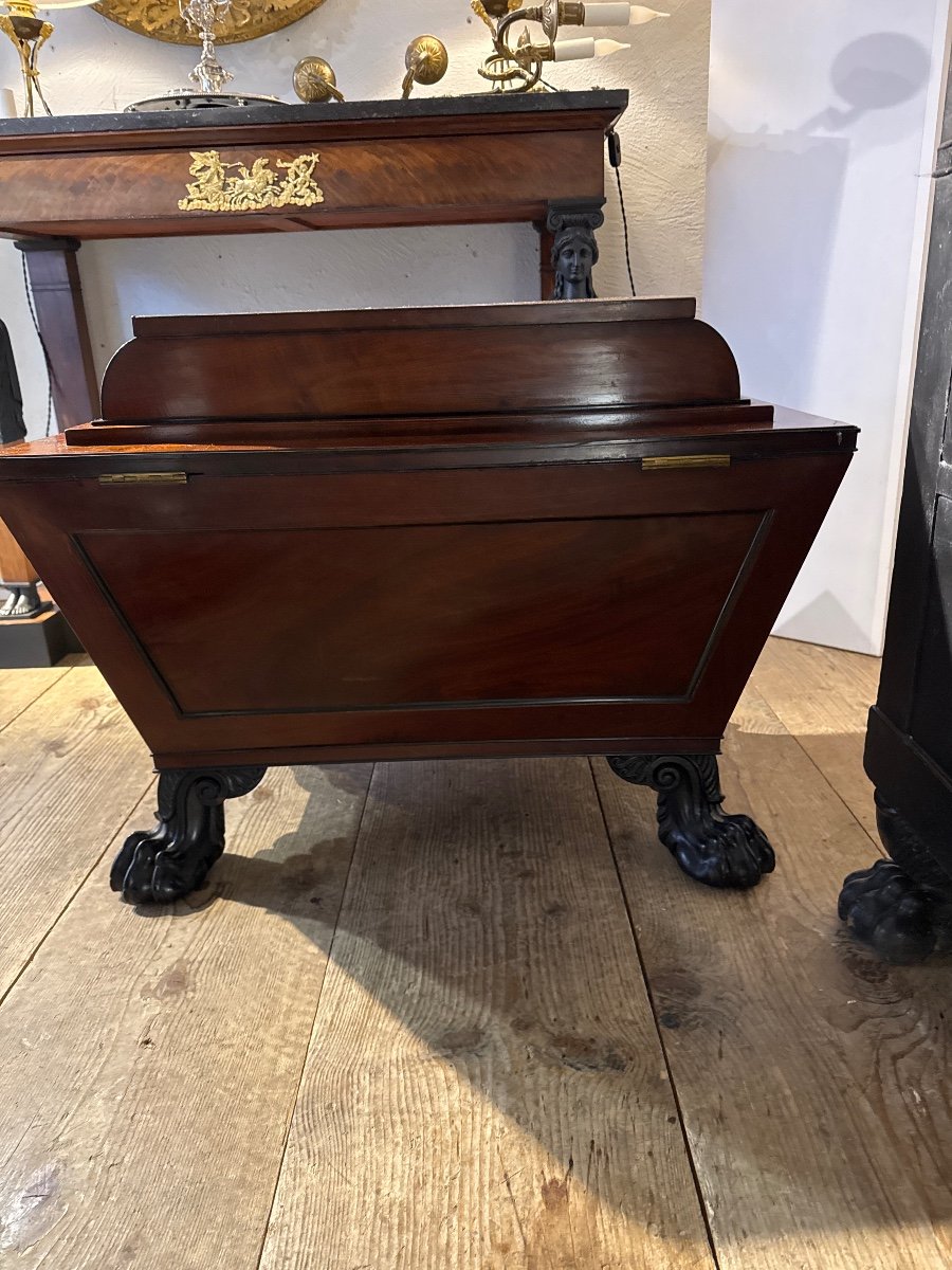 Mahogany Wood Chest, 19th Century-photo-1