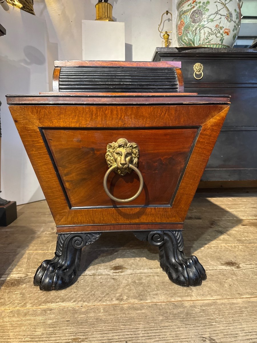 Mahogany Wood Chest, 19th Century-photo-2