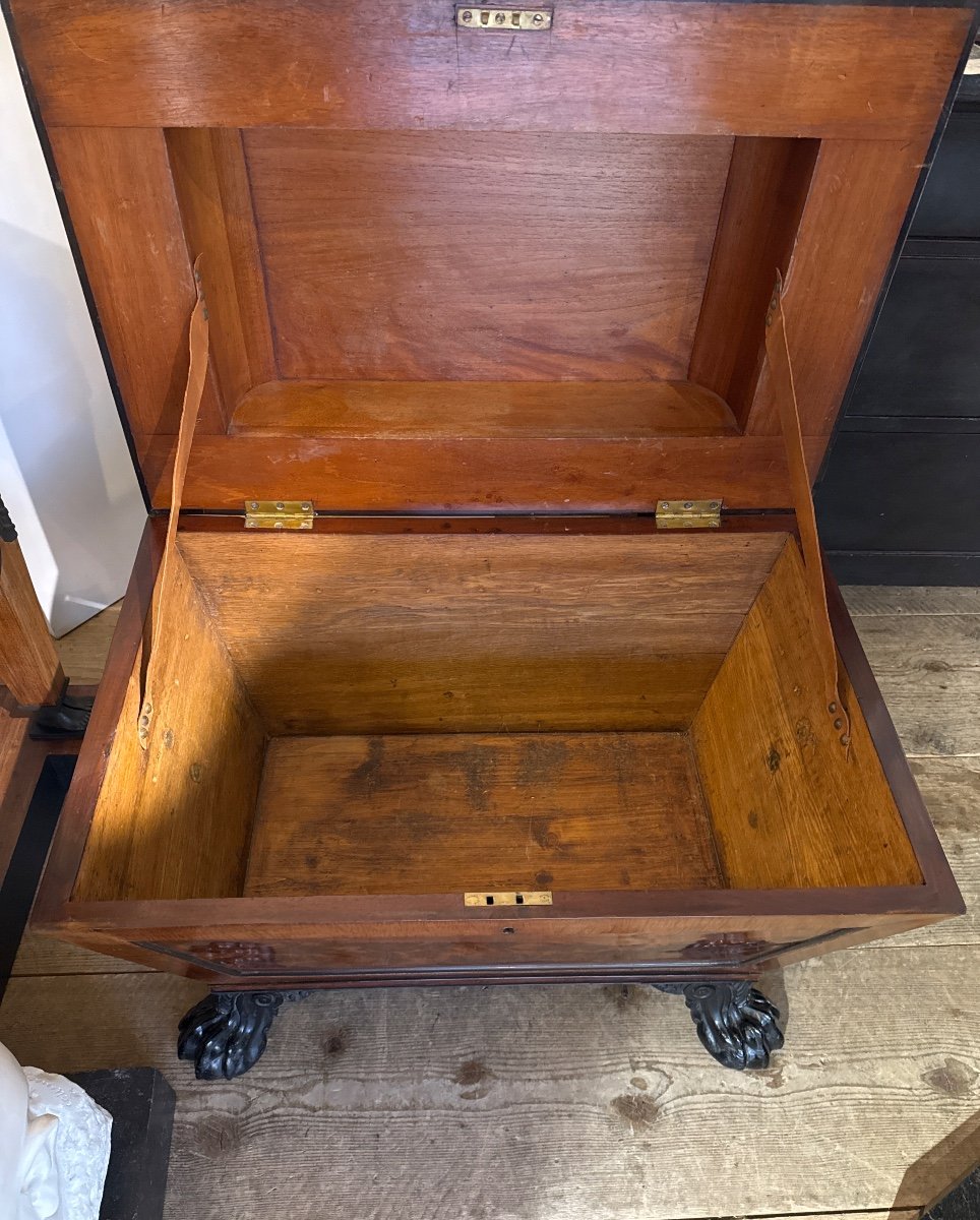 Mahogany Wood Chest, 19th Century-photo-3