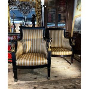 Pair Of Empire Style Armchairs, 19th