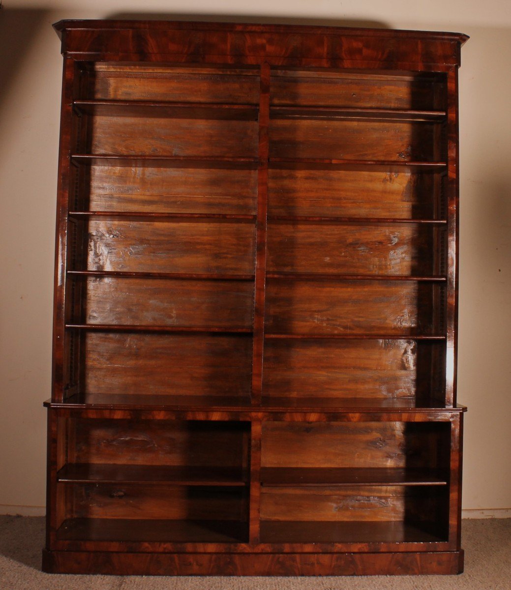 Large Open Bookcase In Mahogany From The 19th Century-photo-2