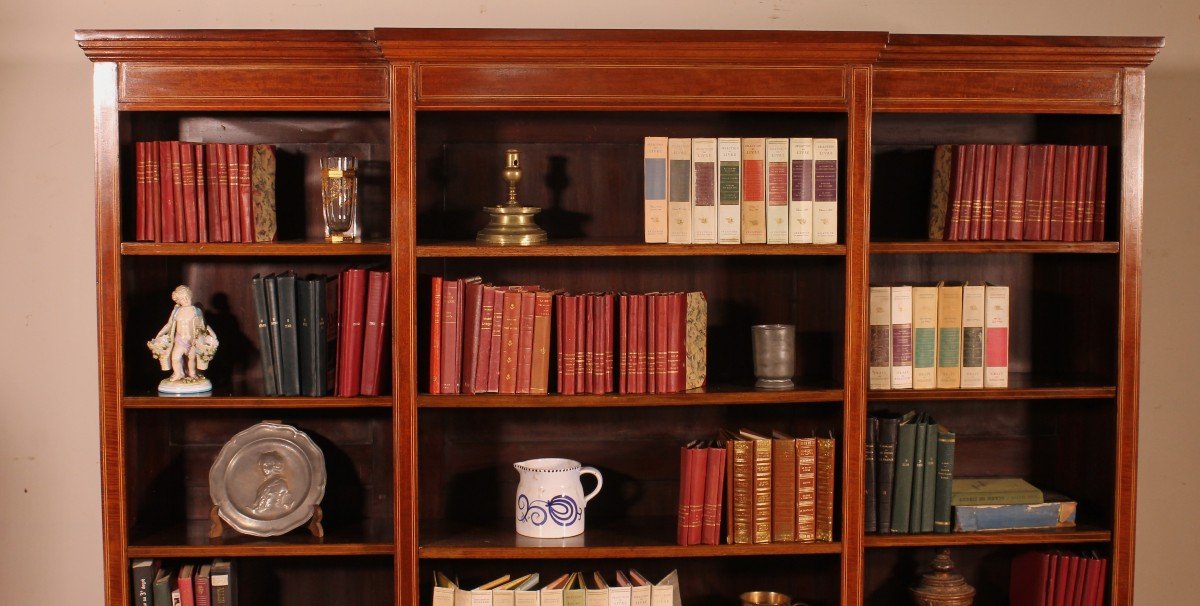 Large Open Bookcase In Mahogany From The 19th Century-photo-2