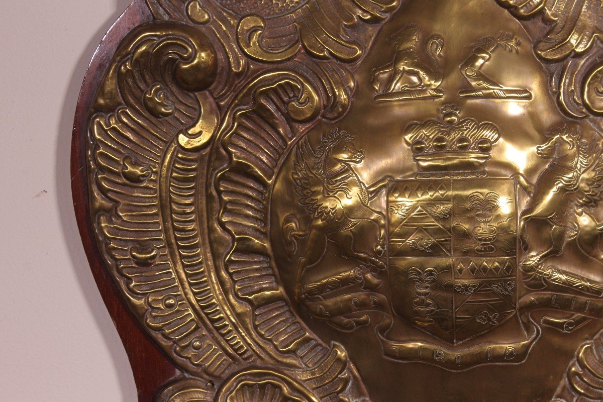 Copper Wall Panel With The Coat Of Arms Of An English Family 19th Century-photo-4