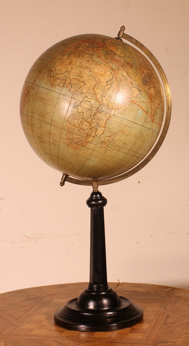 Grand Globe Terrestre De Handels Und Verkehrsglobus De 69cm De Haut