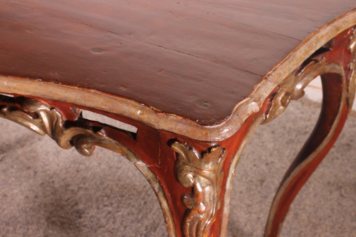 Louis XV Console In Polychrome Wood - 18th Century - Italy-photo-8