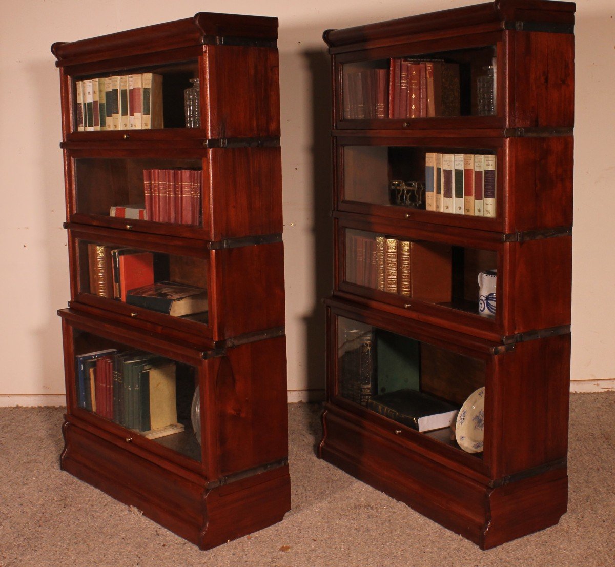 Pair Of Globe Wernicke Bookcases In Mahogany-19th Century-photo-6