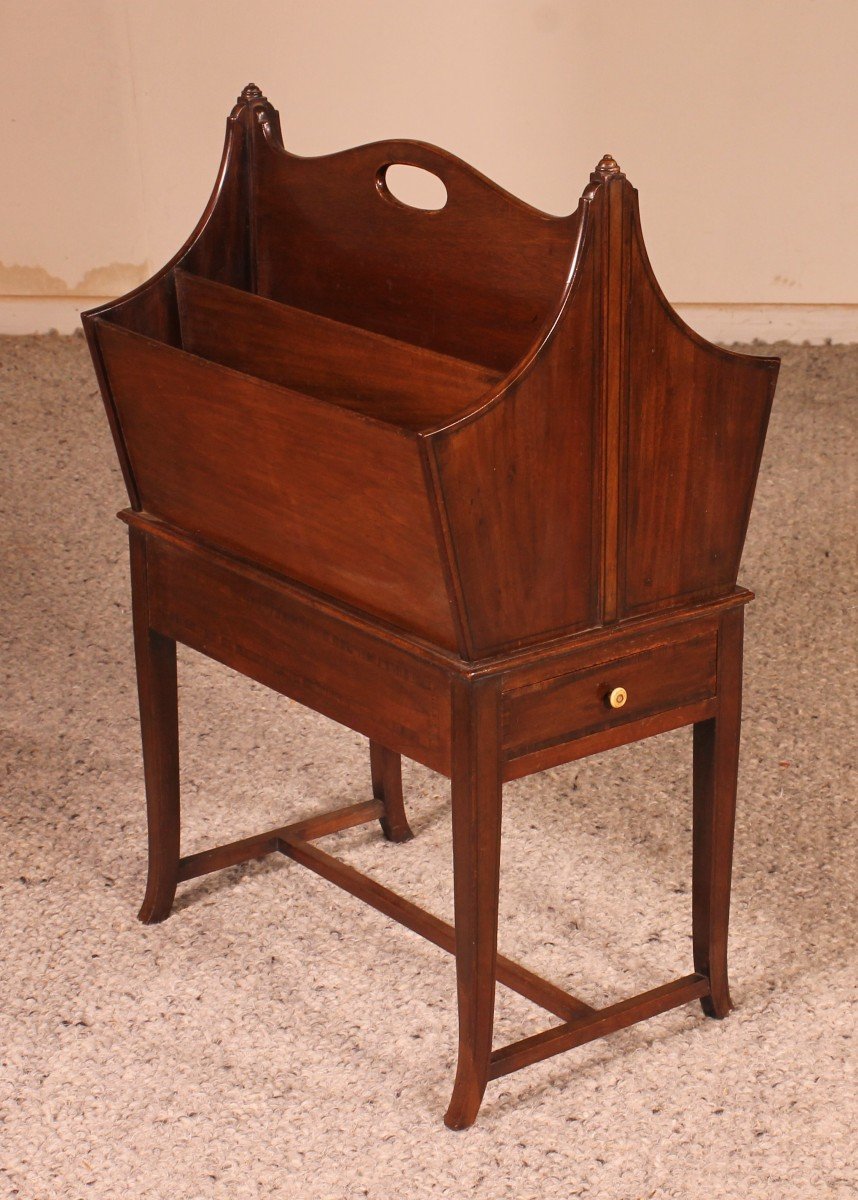  Canterbury Or Newspaper Rack In Mahogany From The Edwardian Period-photo-2