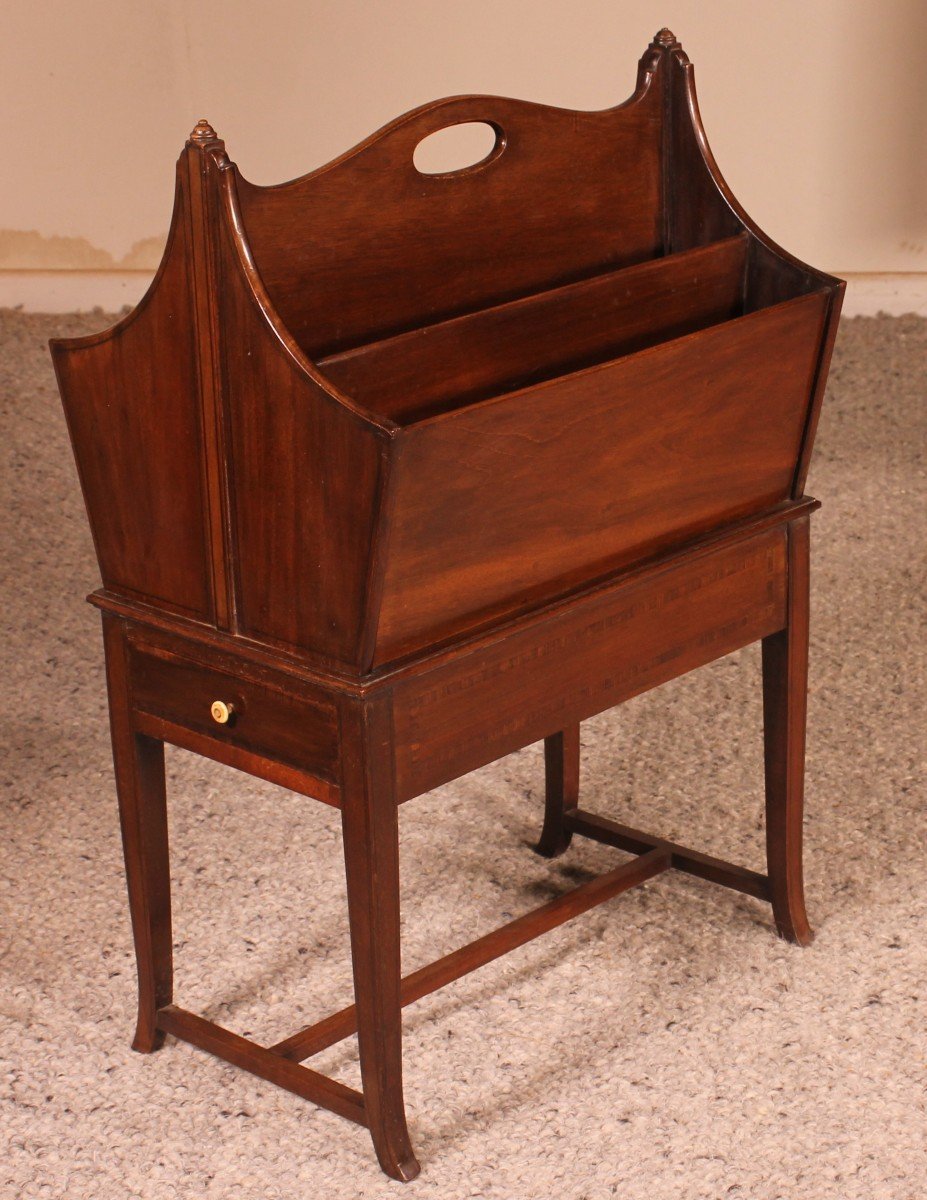  Canterbury Or Newspaper Rack In Mahogany From The Edwardian Period-photo-7