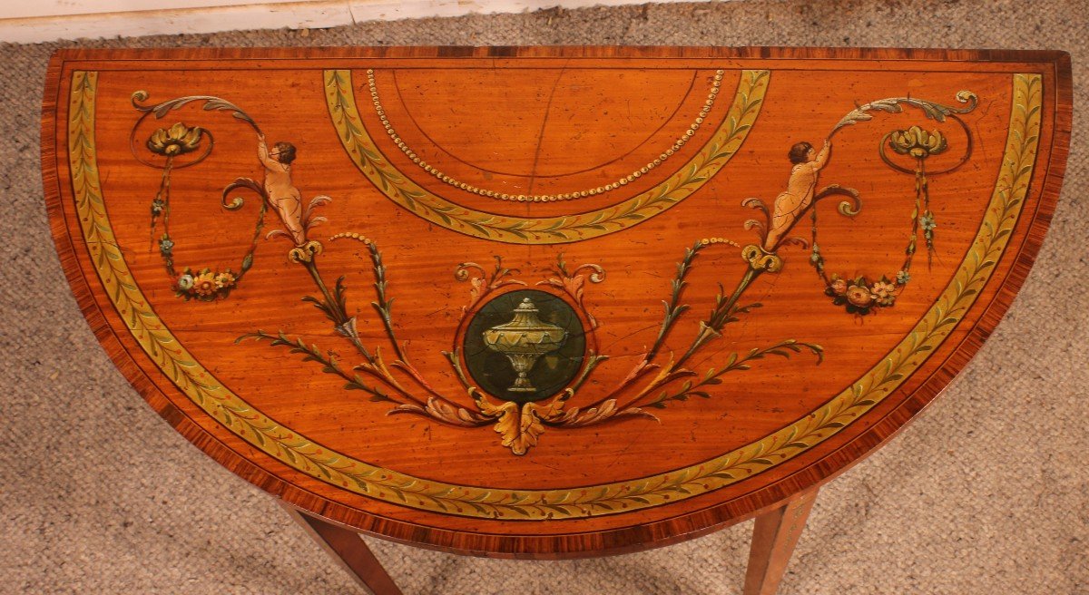 George III Inlaid & Hand Painted Satinwood Console/  Card Table -ireland-photo-6