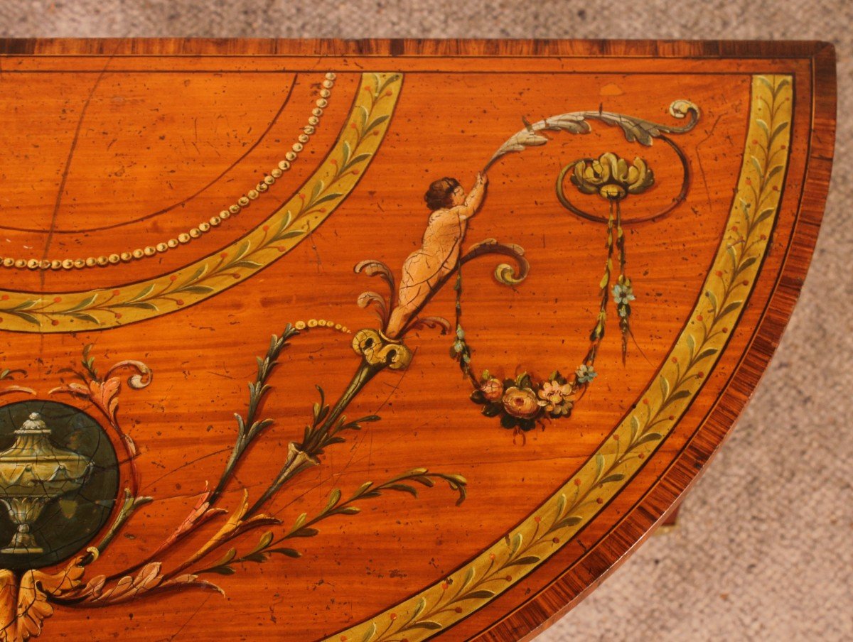 George III Inlaid & Hand Painted Satinwood Console/  Card Table -ireland-photo-7