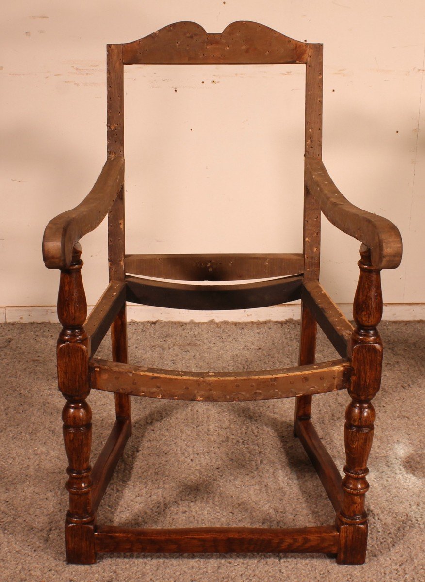 18th Century English Armchair In Oak-photo-2