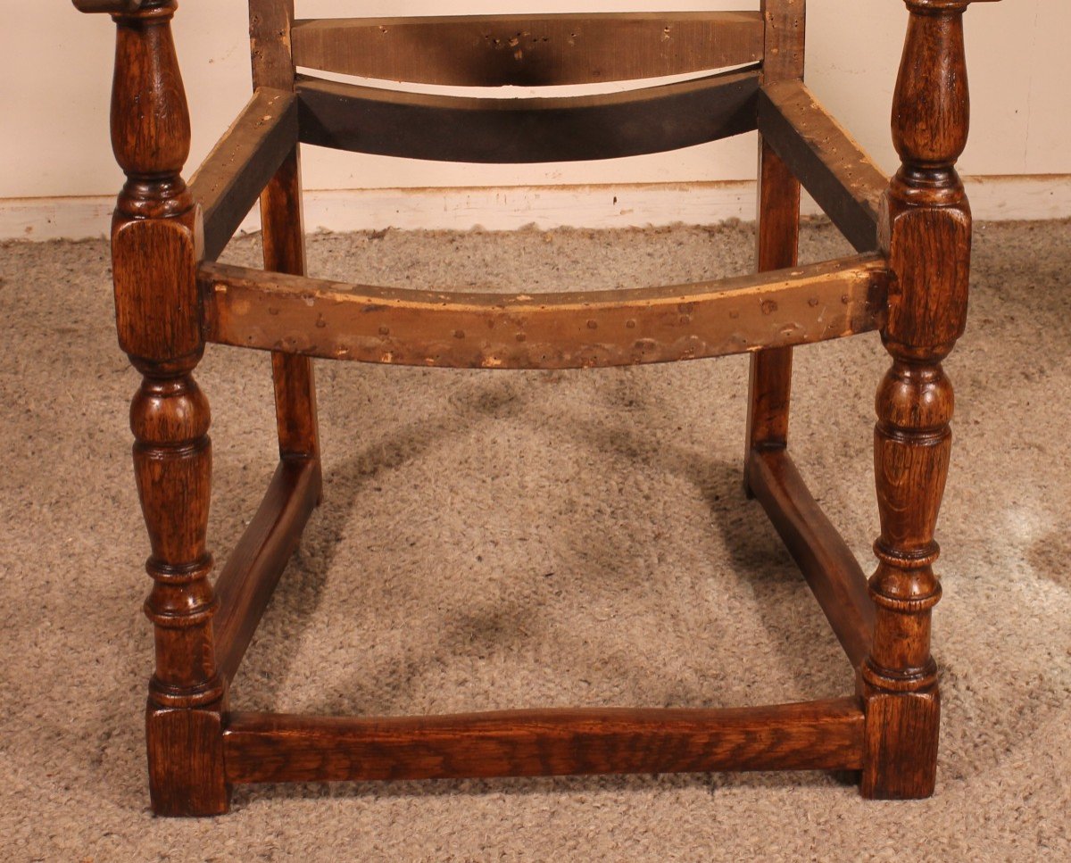 18th Century English Armchair In Oak-photo-3