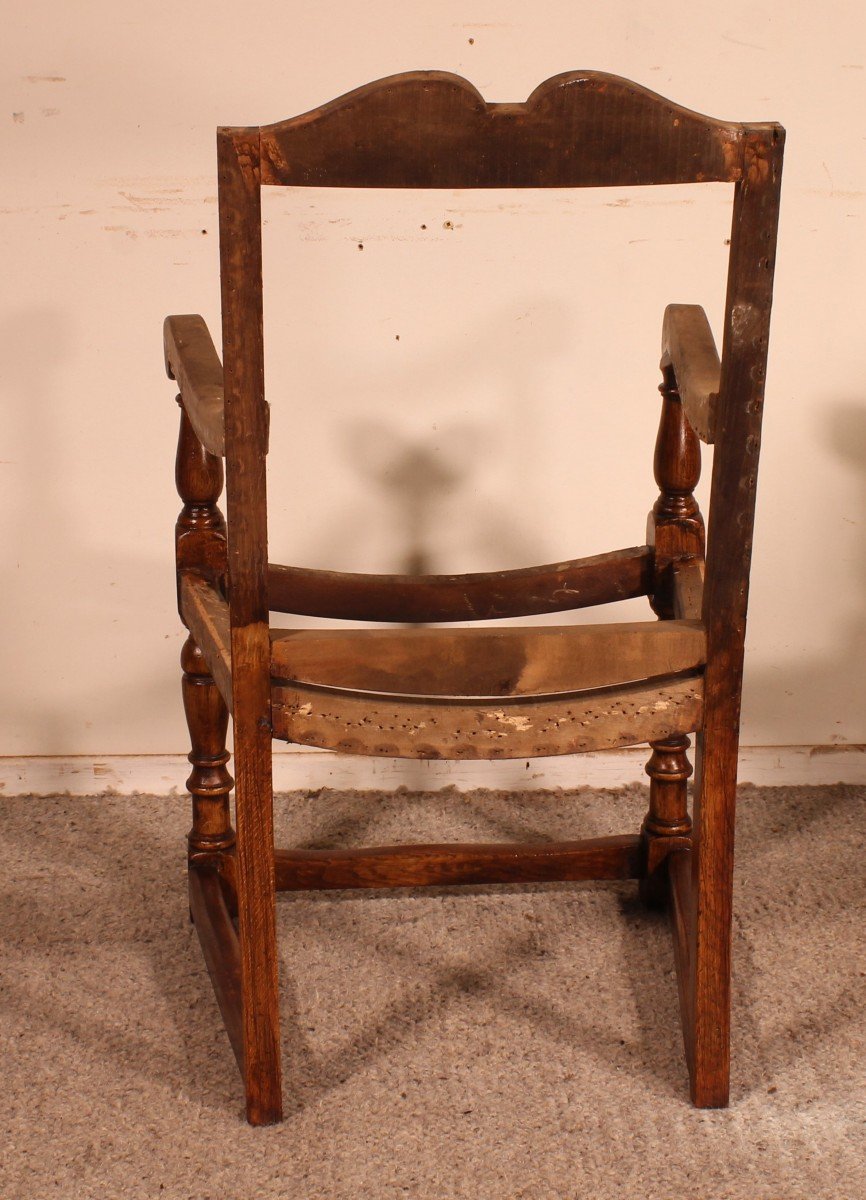 18th Century English Armchair In Oak-photo-3