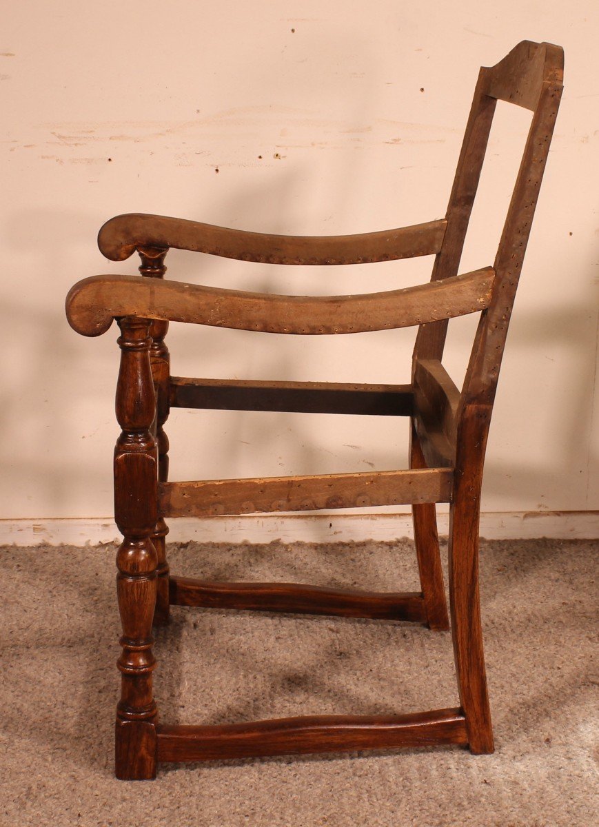 18th Century English Armchair In Oak-photo-4