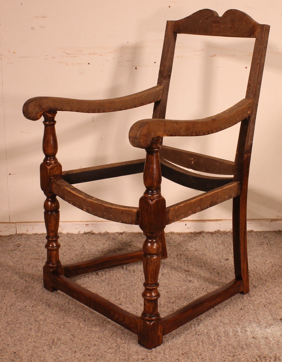 18th Century English Armchair In Oak-photo-5