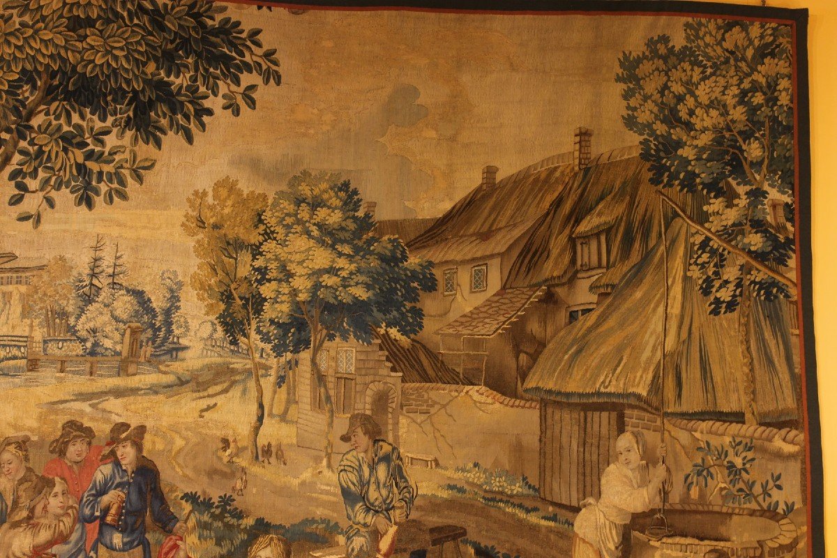 Tapisserie De Bruxelles d'Après Teniers Circa 1700-photo-1