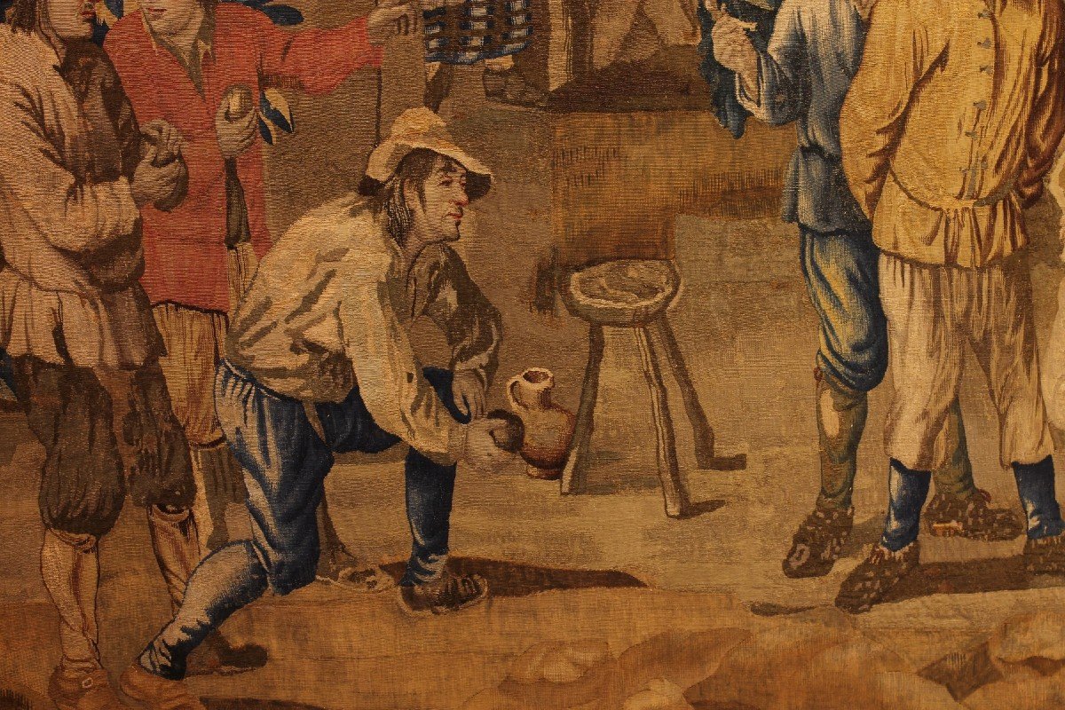 Tapisserie De Bruxelles d'Après Teniers Circa 1700-photo-4