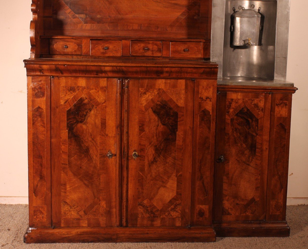  6 Doors Buffet In Walnut Louis XIV-17 ° Century With Fountain-photo-4