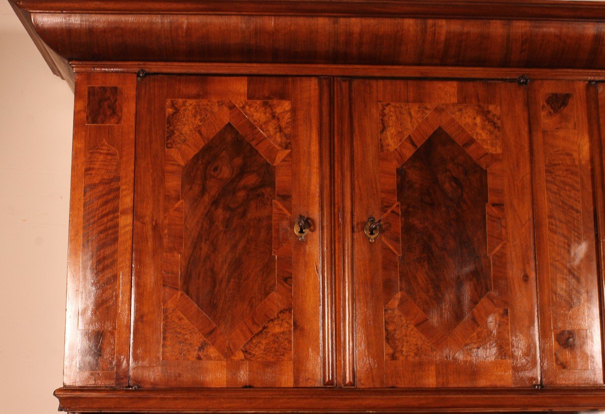  6 Doors Buffet In Walnut Louis XIV-17 ° Century With Fountain-photo-1