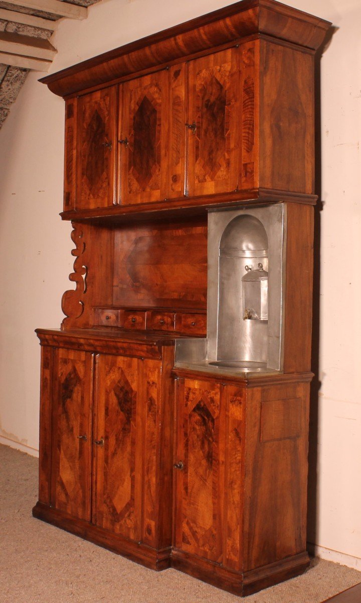  6 Doors Buffet In Walnut Louis XIV-17 ° Century With Fountain-photo-6