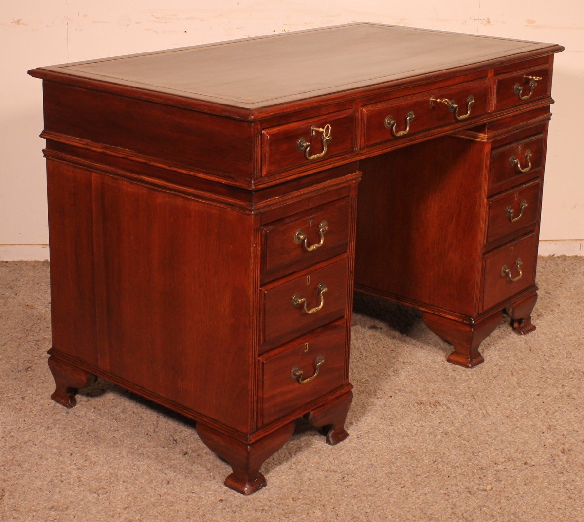 Small Mahogany Pedestal Desk From The 19 ° Century-photo-4