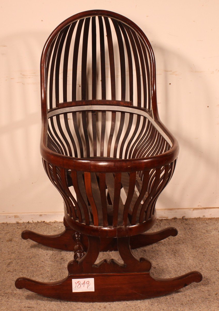 Curved Mahogany Cradle-19th Century-photo-3