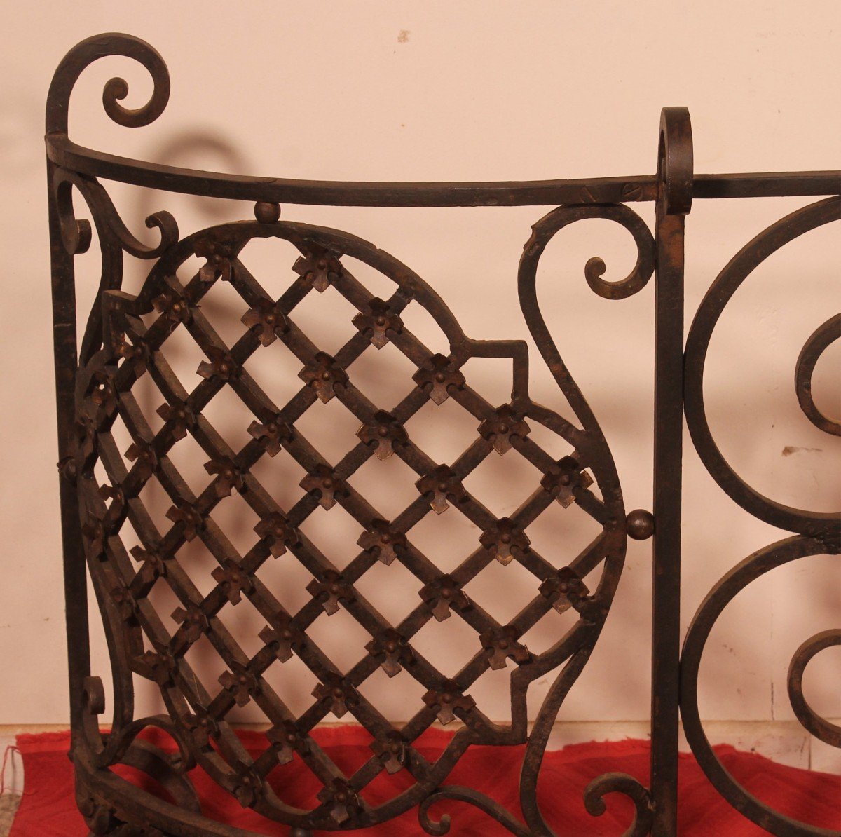 Large Fire Place Screen Or Firewall In Wrought Iron-19th Century-photo-1