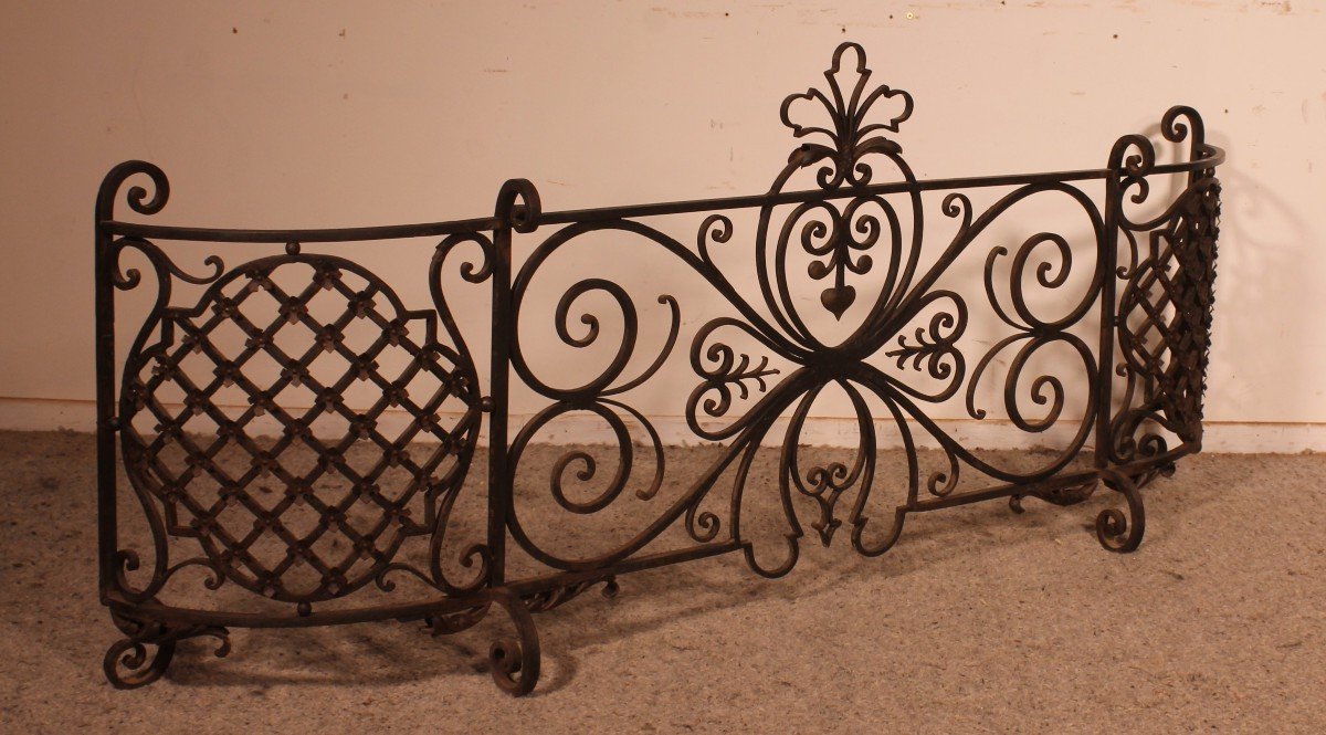 Large Fire Place Screen Or Firewall In Wrought Iron-19th Century-photo-7