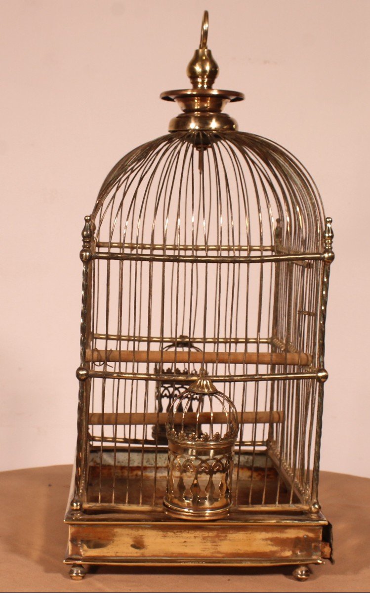 Cage à Oiseaux En Laiton - 19° Siècle-photo-4