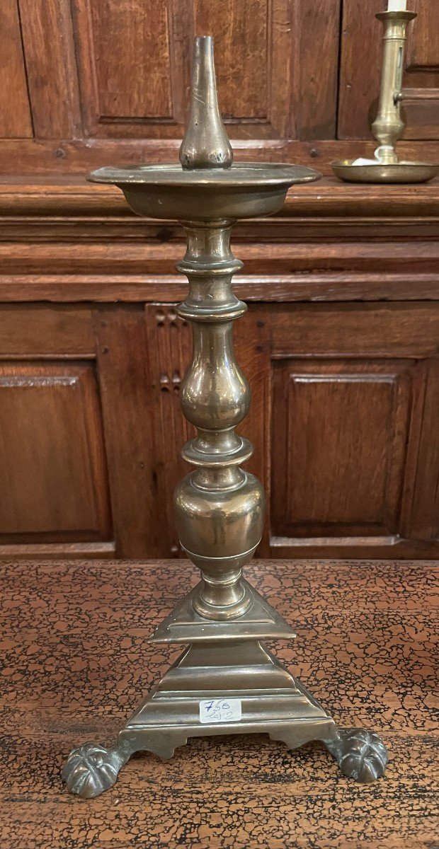 Pair Of Bronze Candlesticks 17th Century - France-photo-3