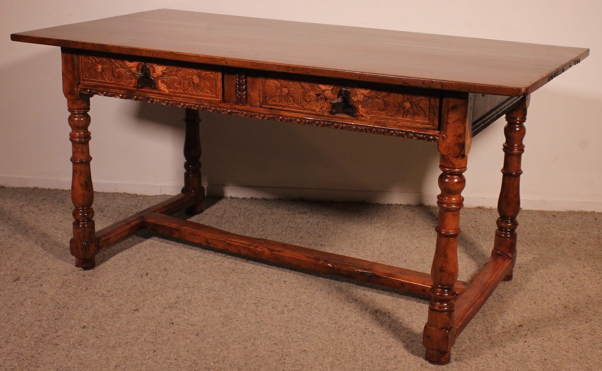 Spanish Renaissance Desk In Walnut-17th Century-photo-1